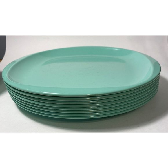 Vintage MSE Set Of 8 bowls and 8 plates Melamine melmac teal - Picture 5 of 8